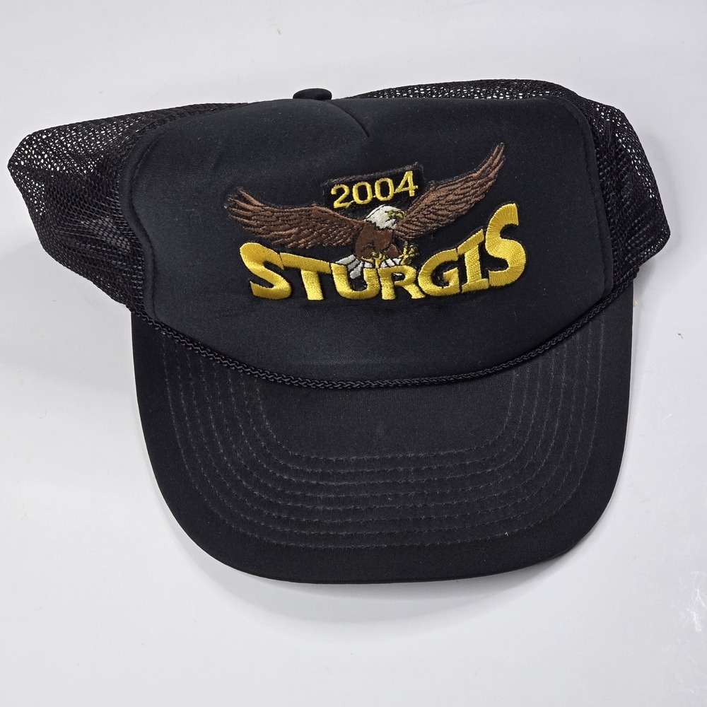 Vintage Sturgis 2004 Trucker Hat Snapback Black Eagle Motorcycle Rally Cap